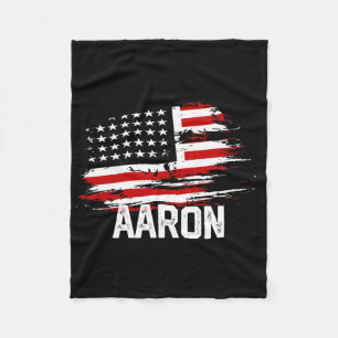 Aaron Usa Flag Personalised 4th Of July Aaron Fleece Blanket