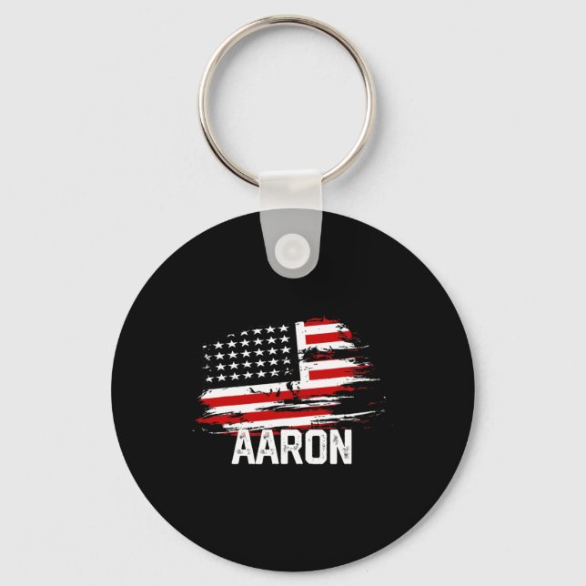 Aaron Usa Flag Personalised 4th Of July Aaron  Key Ring (Front)