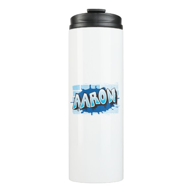 Aaron Your Name Graffiti Brick Wall Stylised Thermal Tumbler (Front)