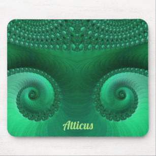 AARON ~ Zany Shades of Green Fractal Pattern Mouse Pad