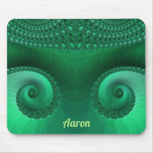 AARON ~ Zany Shades of Green Fractal Pattern Mouse Pad