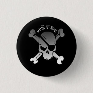aarrgg me knave black white pirate skull custom 3 cm round badge