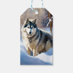 Aaskan Malamute Let It Snow Christmas Gift Tags