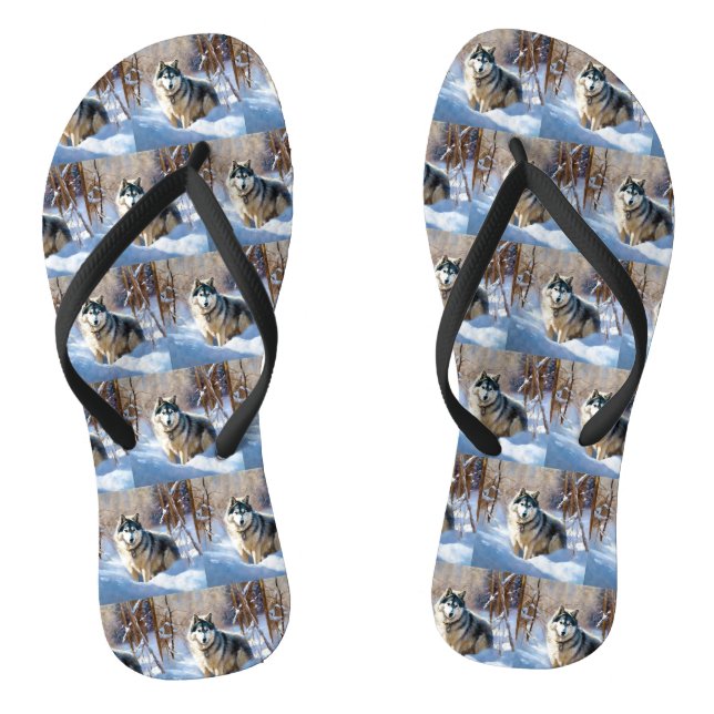 Aaskan Malamute Let It Snow Christmas Jandals (Footbed)