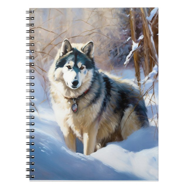 Aaskan Malamute Let It Snow Christmas Notebook (Front)