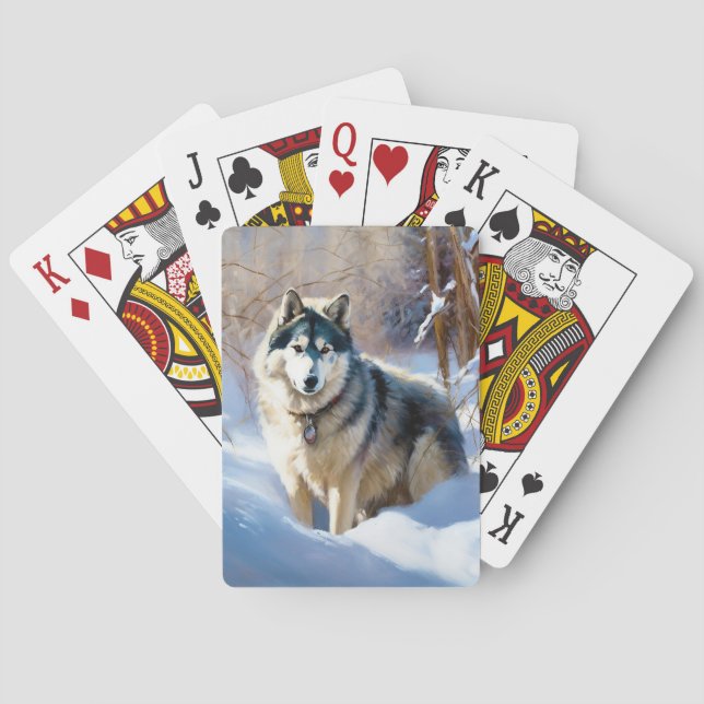 Aaskan Malamute Let It Snow Christmas Playing Cards (Back)