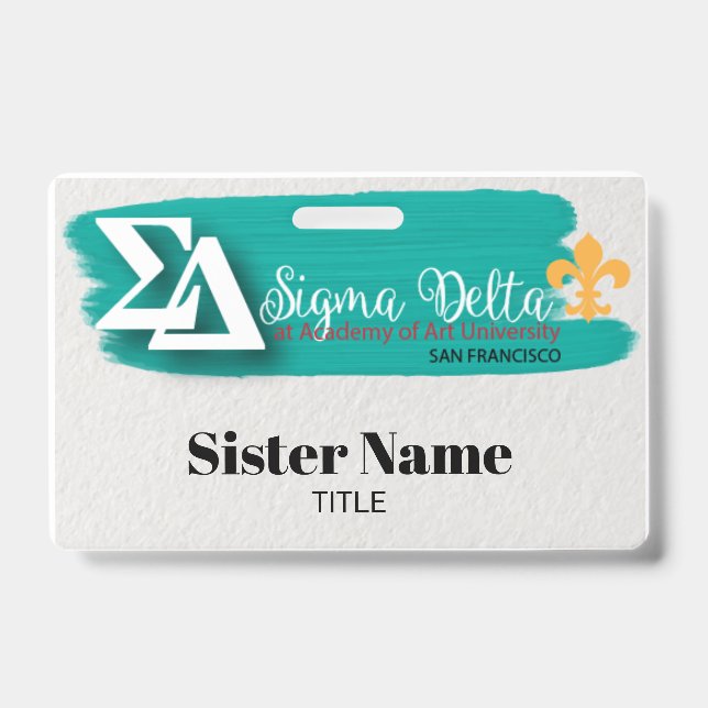 AAU SIGMA DELTA Sorority Name Badge ID Badge (Front)