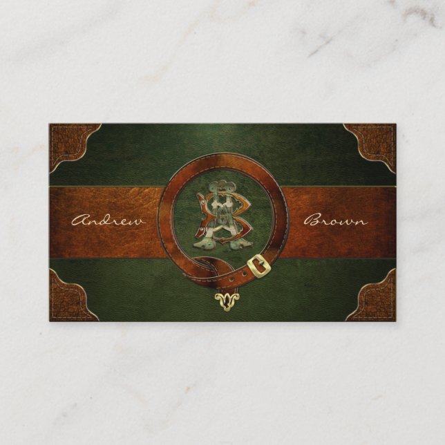 AB & BA Leather Monogram Business Card (Front)
