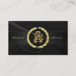 AB & BA Monogram [Gold+Fabric] Business Card