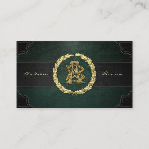 AB & BA Monogram [Gold+Leather] Business Card
