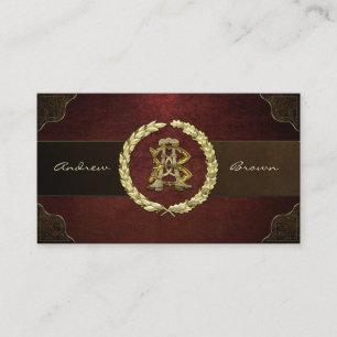 AB & BA Monogram [Gold+Leather] Business Card