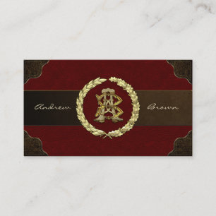 AB & BA Monogram [Gold+Leather] Business Card