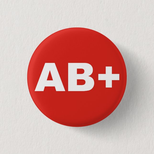 AB+ Blood Type / Group Rh (Rhesus) Positive Badge (Front)
