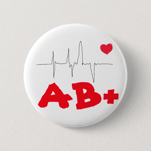 AB+ Funky Blood Type Heart Rate Button (Front)