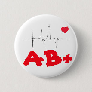 AB+ Funky Blood Type Heart Rate Button