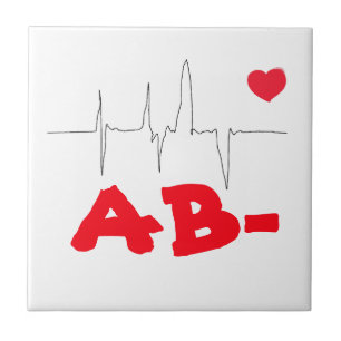 AB- Funky Blood Type Heart Rate Medical Tile