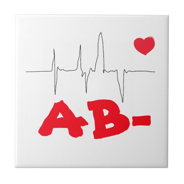 AB- Funky Blood Type Heart Rate Medical Tile (Front)