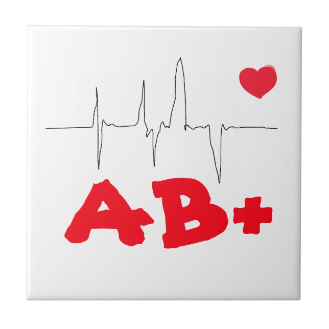 AB+ Funky Blood Type Heart Rate Medical Tile (Front)