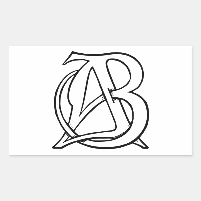 AB Monogram Rectangular Sticker (Front)