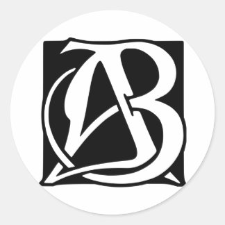 AB Monogram with Black Background Classic Round Sticker