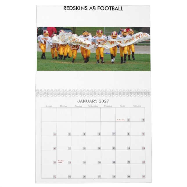 AB Redskins Football Calendar (Jan 2027)