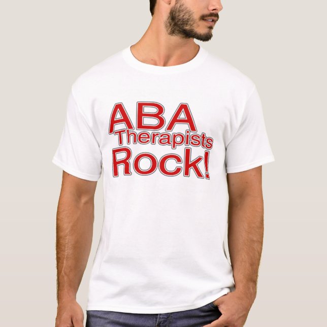 ABA Therapists Rock (Red) T-Shirt (Front)