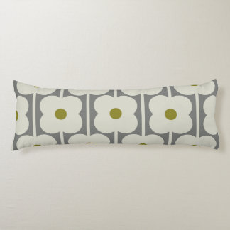 Abacus Flower and small stem pattern white & Grey Body Cushion