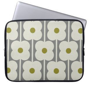 Abacus Flower and small stem pattern white & Grey Laptop Sleeve