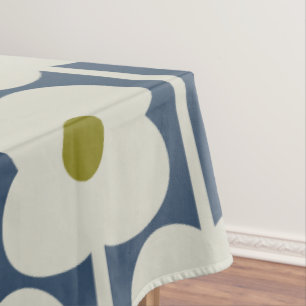 Abacus Flower Lined Eyelet White and Blue Tablecloth