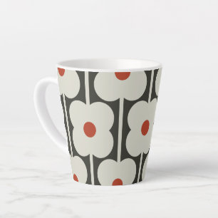 Abacus Flower Tomato Red Grid Pattern Latte Mug