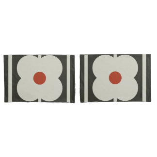 Abacus Flower Tomato Red Grid Pattern Pillowcase