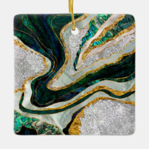 Abalone and Crystals geode digital art Ceramic Ornament