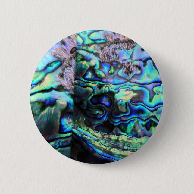 Abalone paua shell detail 6 cm round badge (Front)