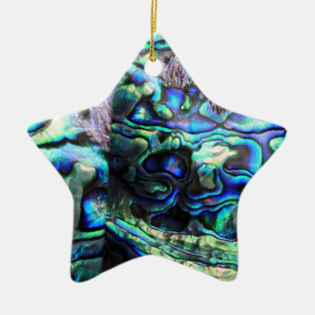 Abalone paua shell detail ceramic tree decoration (Front)