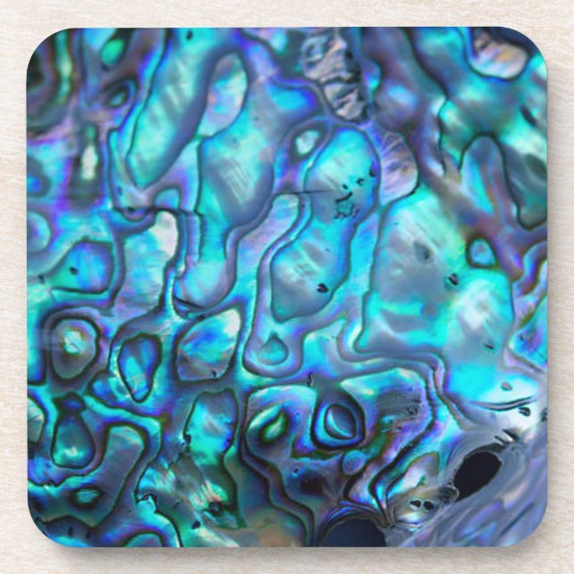 Abalone print Hard plastic coaster (Front)