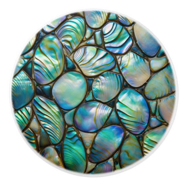 Abalone Shell Abstract Pattern Ceramic Knob (Front)