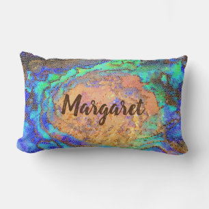Abalone Shell Pattern Bright Tile Mosaic Lumbar Cushion