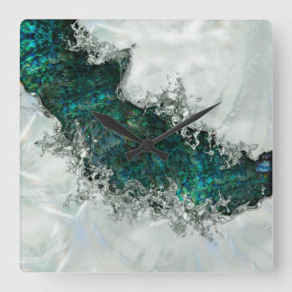 Abalone Shell Pearl and Silver 1 Square Wall Clock