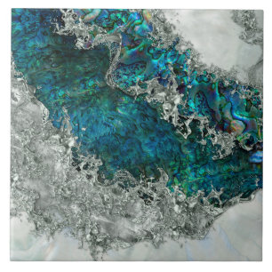 Abalone Shell Pearl and Silver 2 Tile