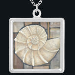 Abalone Shell Silver Plated Necklace<br><div class="desc">Charikilia Zarris is a talented artist know for her ocean artwork. Her images are peaceful and calm relaxing you with every picture. Get this nautical piece of artwork with a Abalone shell being the centre of it all,  bordered with tiles and a beautiful colour scheme.</div>