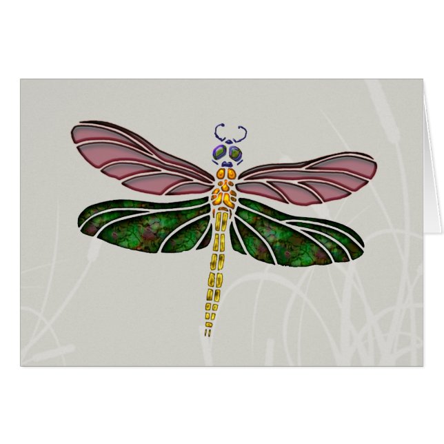 Abalone Shell & Stained Glass Dragonfly (Front Horizontal)