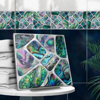 Abalone Shell Texture - Cells Collage N14 Tile