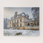 Abandined Fantasy French Chateau with Winter Snow Jigsaw Puzzle<br><div class="desc">Beautiful but decaying fantasy abandoned French chateau in winter under heavy snow with cloister,  mansard roof and portico entry.</div>