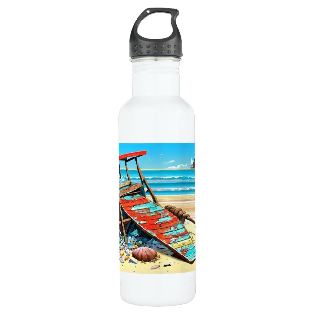 Abandoned Beach Deserted Lifeguard Chair 710 Ml Water Bottle (Front)