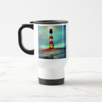 Abandoned Beach  dilapidate Illuminated Lighthouse