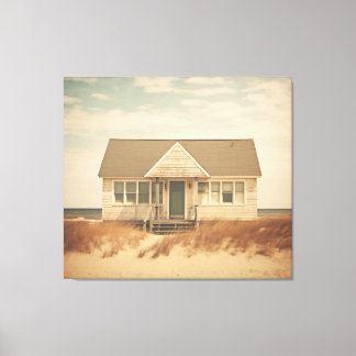 Abandoned Beach House Subdued Retro Coastal Canvas Print