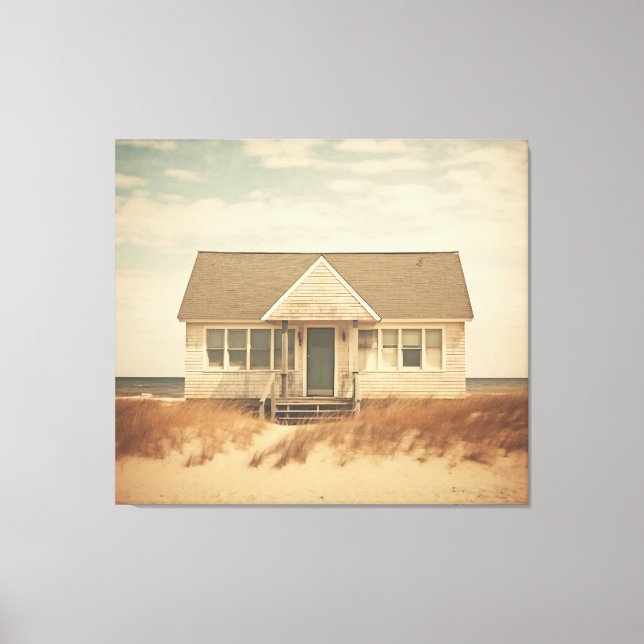 Abandoned Beach House Subdued Retro Coastal Canvas Print (Front)