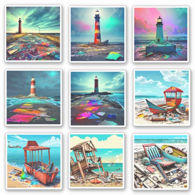 Abandoned Beachy Lighthouses and Boats (Front)
