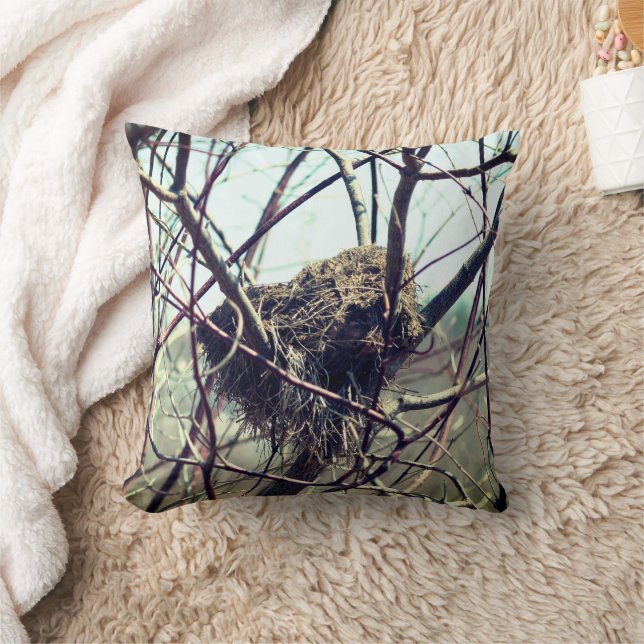 Abandoned Bird Nest In Spring  Cushion (Blanket)