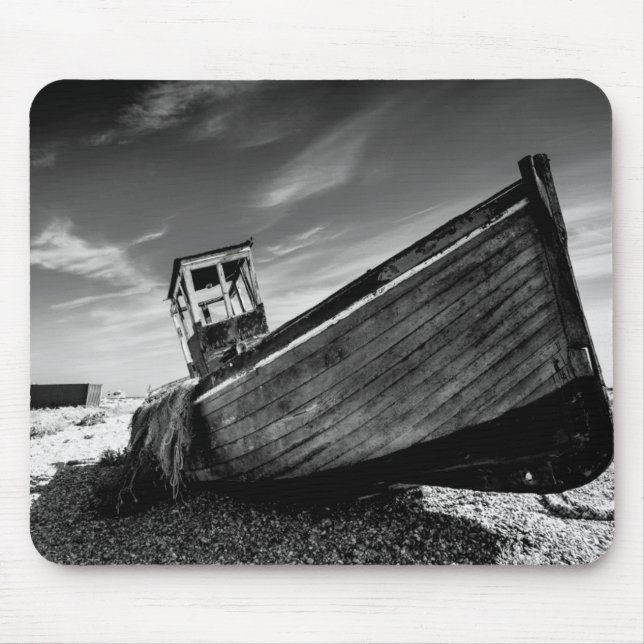 Abandoned Boat On Dungeness Beach Mouse Pad (Front)